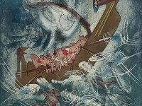 roberto matta, Serie Hom'mere II, L’eautre les naufrageants, aguafuerte y aguatinta, 65 x 50 cm.